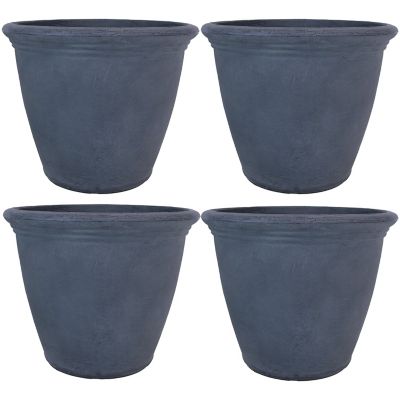 Image showing  Resin Anjelica Outdoor Flower Pot Planter, 20 in., Slate, 4-Pack