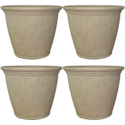 Sunnydaze Decor Polyresin Anjelica Outdoor Flower Pot Planter, 24 in., Gray, 4 pk.