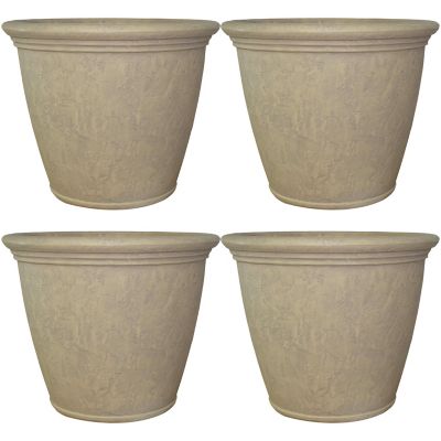 Sunnydaze Decor Polyresin Anjelica Outdoor Flower Pot Planter, 24 in., Gray, 4-Pack