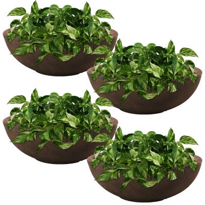 Image showing 6 th Sunnydaze Decor 6 gal. Indoor/Outdoor Weather-Resistant Double-Walled Percival Flower Pot Planters, 20.75 in., Sable, 4-Pack