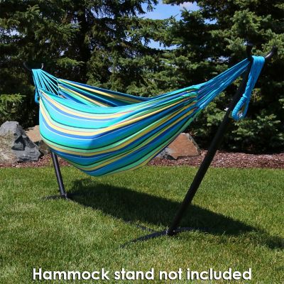 Image showing  Brazilian Portable Double Hammock Bed, Tightly Woven Colorfast Cotton, Sea Grass