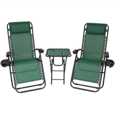 Sunnydaze Decor Zero Gravity Lounge Chair and Table Set Steel Textilene at Tractor Supply Co