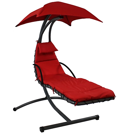 Sunnydaze Decor Floating Chaise Lounger Swing Chair with Canopy