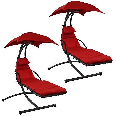Sunnydaze Decor 2 pc. Floating Chaise Lounger Swing Chair Set with Canopy