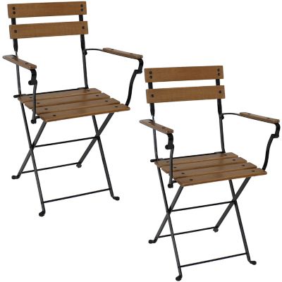 Sunnydaze Decor 2 pc. Basic European Wooden Folding Bistro Armchair Set