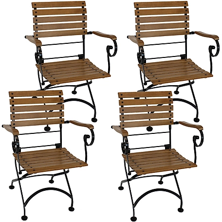 Sunnydaze Decor 4 pc. European Wood Folding Bistro Armchair Set, Deluxe