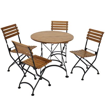 Sunnydaze Decor 5 pc. European Chestnut Wood Folding Bistro Table and Chairs Set