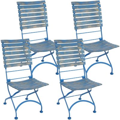 Sunnydaze Decor 4 pc. Cafe Couleur Folding Wooden Chair Set, Blue
