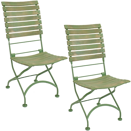 Sunnydaze Decor 2 pc. Cafe Couleur Folding Wooden Chair Set, Green