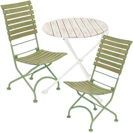 Sunnydaze Decor 3 pc. Cafe Couleur Wooden Folding Bistro Table and Chairs Set, 32 x 32 x 12in.