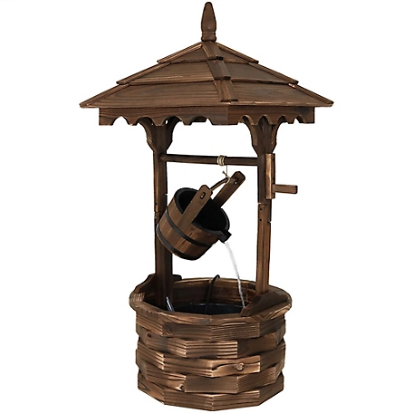 Sunnydaze Decor 48 in. Old-Fashioned Wood Wishing Well Water Fountain with Liner, DSL-086