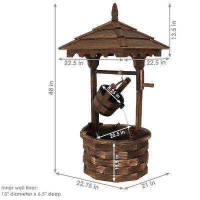 Image showing  48 in. Outdoor Old-Fashioned Wood Wishing Well Water Fountain with Liner