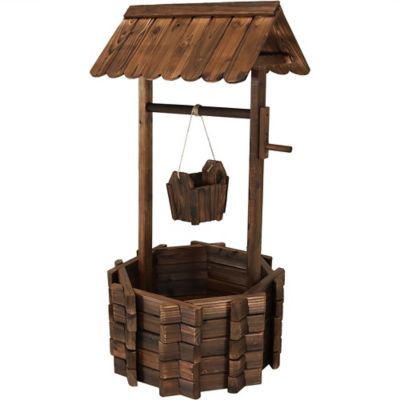 Sunnydaze Decor Wood Wishing Well Garden Planter, 45 in.