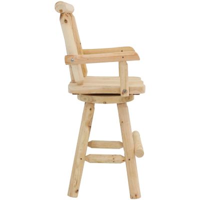 Image showing 5 th Sunnydaze Decor Unfinished Fir Wood Log Cabin Style Rustic Swivel Bar Stool - 1 Stool