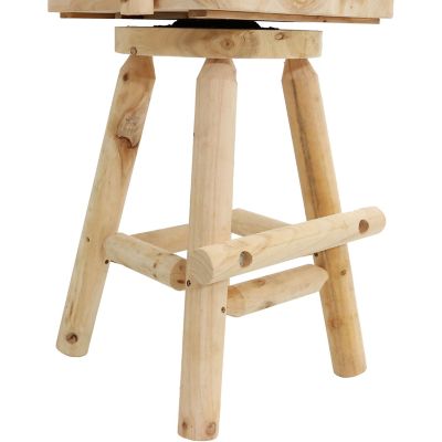 Image showing 6 th Sunnydaze Decor Unfinished Fir Wood Log Cabin Style Rustic Swivel Bar Stool - 1 Stool