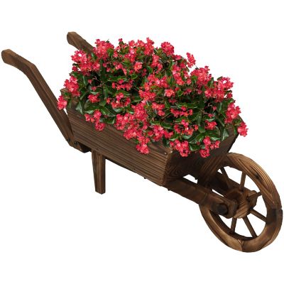 Sunnydaze Decor Wood Decorative Wheelbarrow Garden Planter