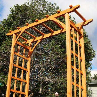 Image showing  Durable Wooden Arbor For Gardening, Walkways, and Wedding Decor with Weatherproof Finish, 78 in.
