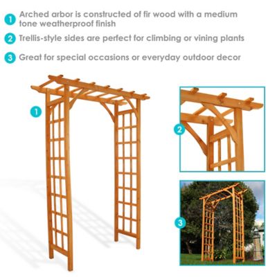 Image showing 8 th Sunnydaze Decor Durable Wooden Arbor For Gardening, Walkways, and Wedding Decor with Weatherproof Finish, 78 in.