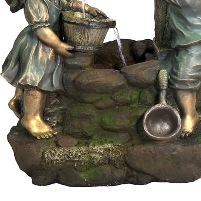 Image showing  39 in. Children at the Well Outdoor Water Fountain with LED Lights