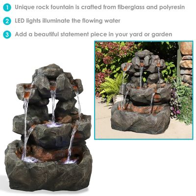 Download Sunnydaze Decor 32 In Layered Rock Waterfall Outdoor Fountain With Led Lights At Tractor Supply Co