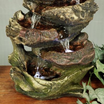 Image showing  Step Rock Falls Tabletop Water Fountain with LED Lights, 9.5 in. x 7.5 in. x 14 in.