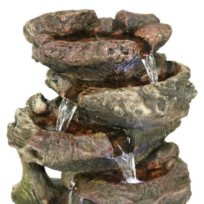 Image showing  Step Rock Falls Tabletop Water Fountain with LED Lights, 9.5 in. x 7.5 in. x 14 in.