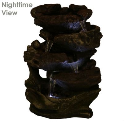 Image showing  Step Rock Falls Tabletop Water Fountain with LED Lights, 9.5 in. x 7.5 in. x 14 in.