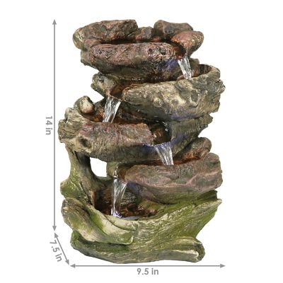 Image showing 6 th Sunnydaze Decor Step Rock Falls Tabletop Water Fountain with LED Lights, 9.5 in. x 7.5 in. x 14 in.
