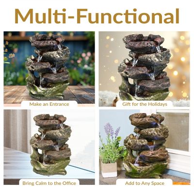 Image showing 7 th Sunnydaze Decor Step Rock Falls Tabletop Water Fountain with LED Lights, 9.5 in. x 7.5 in. x 14 in.