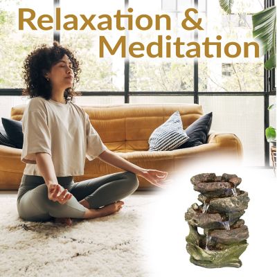 Image showing 9 th Sunnydaze Decor Step Rock Falls Tabletop Water Fountain with LED Lights, 9.5 in. x 7.5 in. x 14 in.