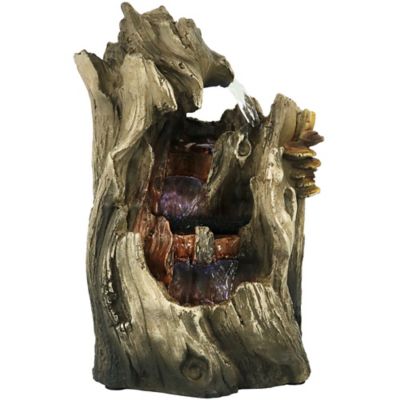 Sunnydaze Decor 14 in. Cascading Caves Waterfall Tabletop Water Fountain with LED