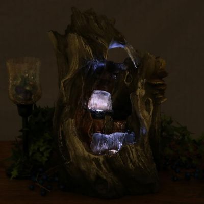 Image showing  Indoor Home Decorative Cascading Caves Waterfall Tabletop Water Fountain with LED Lights, 14 in.