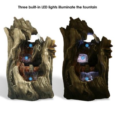 Image showing  Indoor Home Decorative Cascading Caves Waterfall Tabletop Water Fountain with LED Lights, 14 in.
