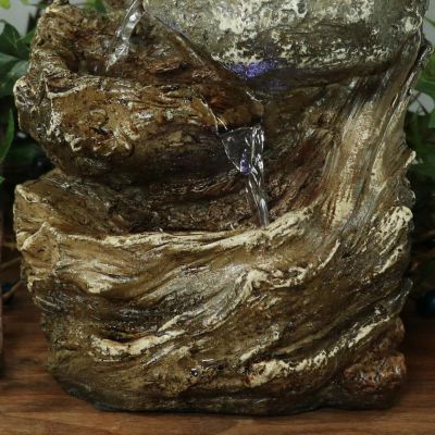 Image showing  Tiered Rock and Log Tabletop Water Fountain with LED Lights, 105 in.