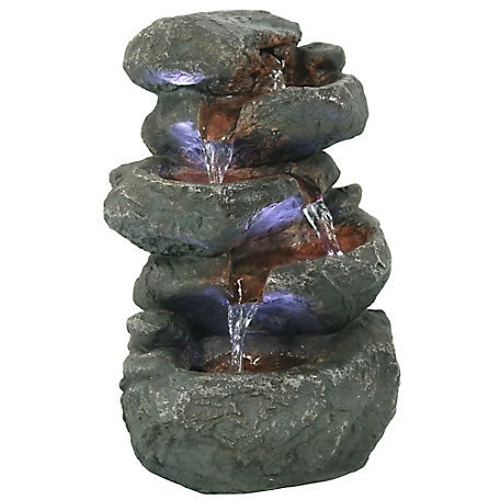 Sunnydaze Decor 10.5 in. Indoor Stacked Rocks Illuminated Tabletop Water Fountain