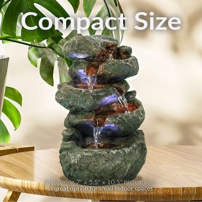 Image showing  Indoor Stacked Rocks Illuminated Tabletop Water Fountain, 7 in. x 5 in. x 10.5 in.
