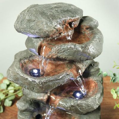 Image showing  Indoor Stacked Rocks Illuminated Tabletop Water Fountain, 7 in. x 5 in. x 10.5 in.