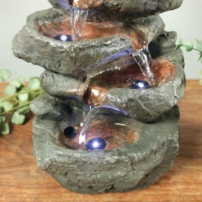 Image showing  Indoor Stacked Rocks Illuminated Tabletop Water Fountain, 7 in. x 5 in. x 10.5 in.