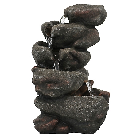 Sunnydaze Decor 10 in. Rocky Falls Indoor Tabletop Water Fountain with LED