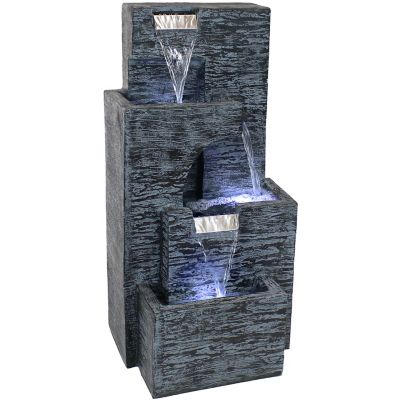 Sunnydaze Decor 32 in. Contemporary Cascading Tower Water Fountain with LED Lights, DW-536