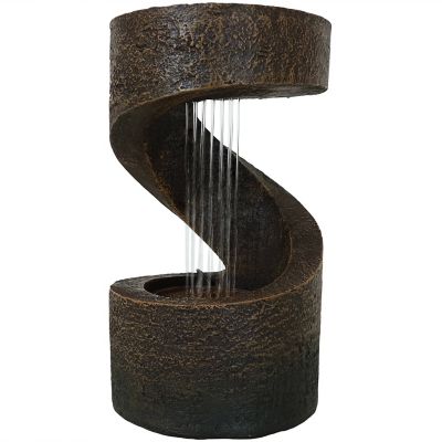 Sunnydaze Decor Indoor Contemporary Decorative Polyresin Winding Showers Tabletop Water Fountain with LED Lights, 13 in.