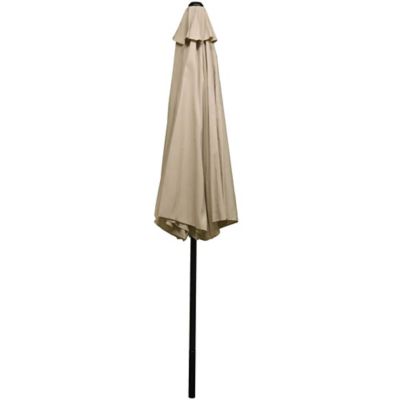 Image showing  9 ft. Outdoor Aluminum Patio Table Umbrella with Polyester Canopy and Push Button Tilt and Crank, Beige