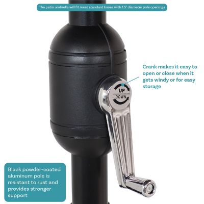 Image showing 2 th Sunnydaze Decor 9 ft. Outdoor Aluminum Patio Table Umbrella with Polyester Canopy and Push Button Tilt and Crank, Beige