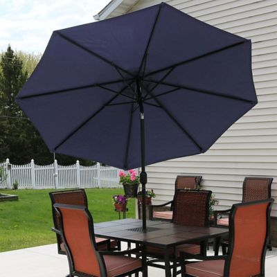 Image showing 3 th Sunnydaze Decor 9 ft. Outdoor Aluminum Patio Table Umbrella with Polyester Canopy and Push Button Tilt and Crank, Beige