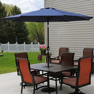 Image showing 4 th Sunnydaze Decor 9 ft. Outdoor Aluminum Patio Table Umbrella with Polyester Canopy and Push Button Tilt and Crank, Beige