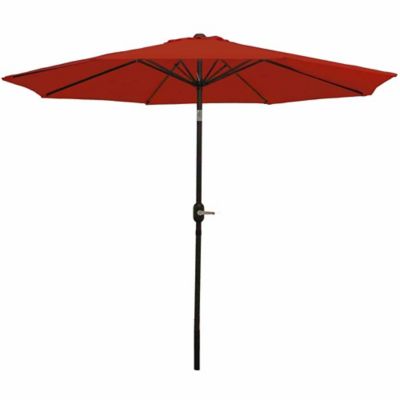 Sunnydaze Decor 9 ft. Outdoor Aluminum Patio Table Umbrella with Polyester Canopy and Push Button Tilt and Crank, Beige