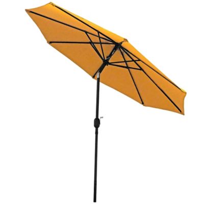 Image showing  9 ft. Outdoor Aluminum Patio Table Umbrella with Polyester Canopy and Push Button Tilt and Crank, Beige