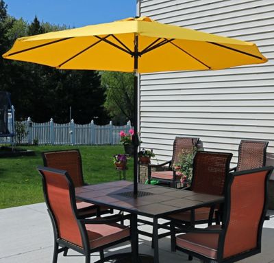 Image showing  9 ft. Outdoor Aluminum Patio Table Umbrella with Polyester Canopy and Push Button Tilt and Crank, Beige