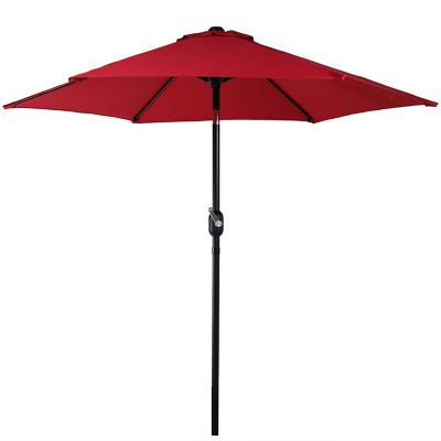 Sunnydaze Decor 7.5 ft. Outdoor Aluminum Patio Umbrella with Polyester Canopy and Tilt and Crank Shade Control, Red