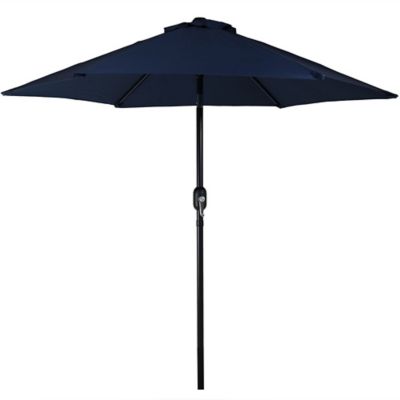 Sunnydaze Decor Outdoor Aluminum Patio Table Umbrella with Polyester Canopy & Tilt & Crank Shade Control, 7.5 ft., Blue